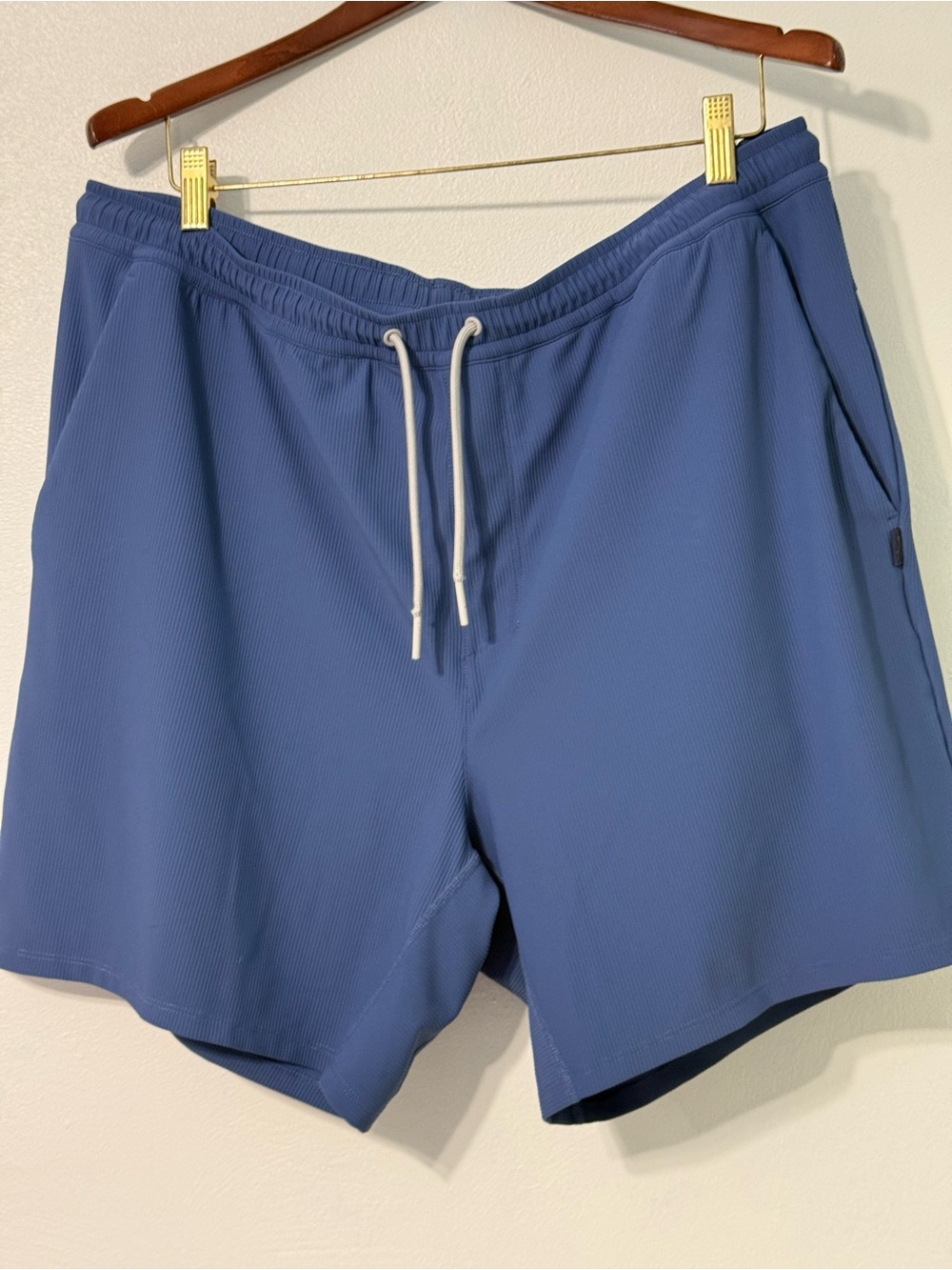 johnnie-O Men's Athletic Shorts in Blue with White Drawstring